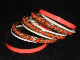 Conjunto com 9 Pulseiras Coral